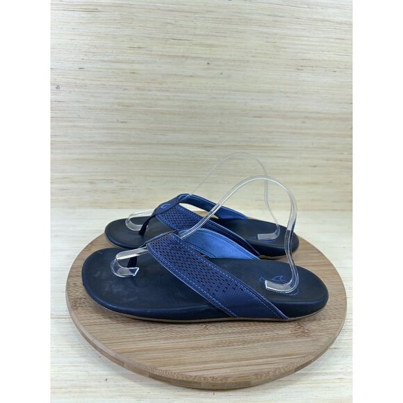 Olukai Kekoa Blue Leather Beach Sandals Mens Size 9 - Picture 1 of 8